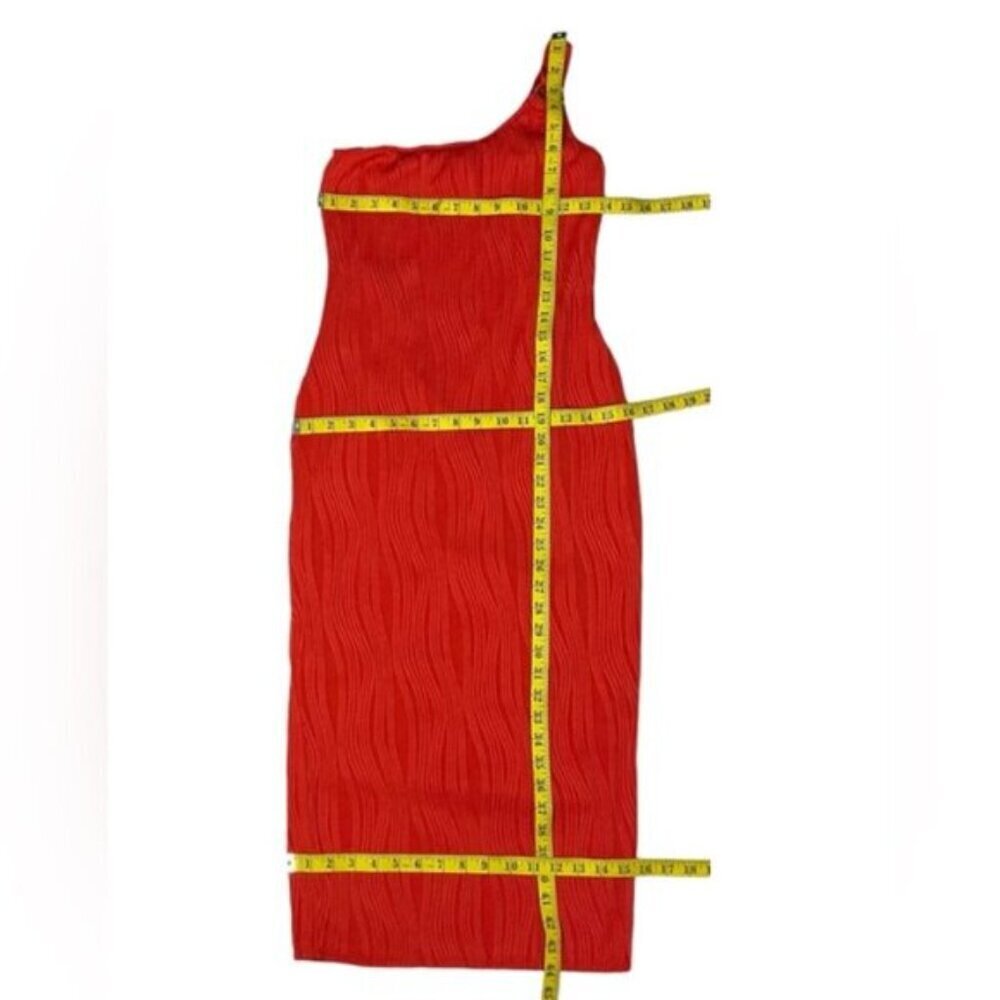 Derek Heart Gown One Shoulder Sleek Bodycon Maxi Dress Wavy Geometric Medium - Picture 6 of 16